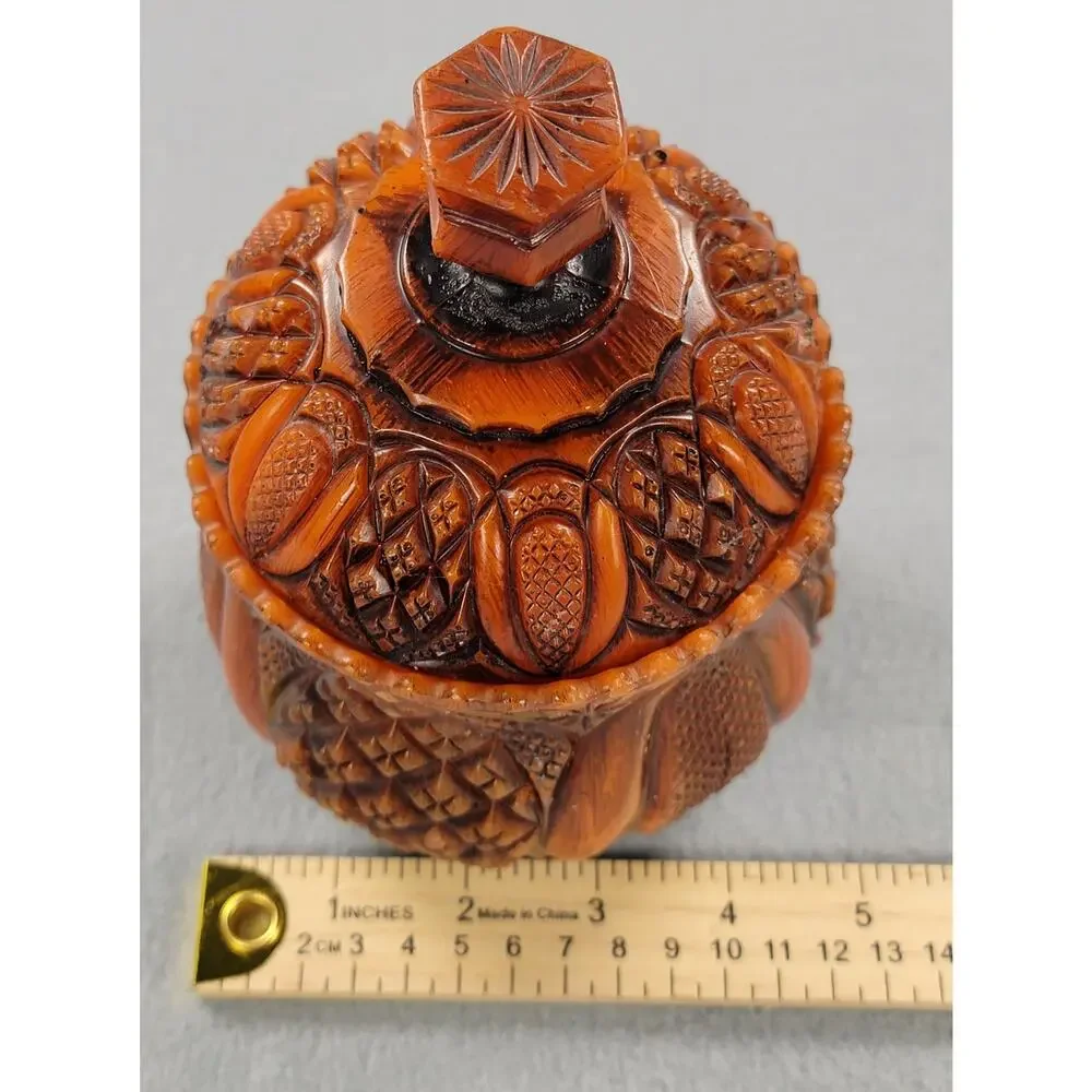 Vintage Winart Pottery Tangerine Candle Lidded Sugar Bowl Harvest Decor